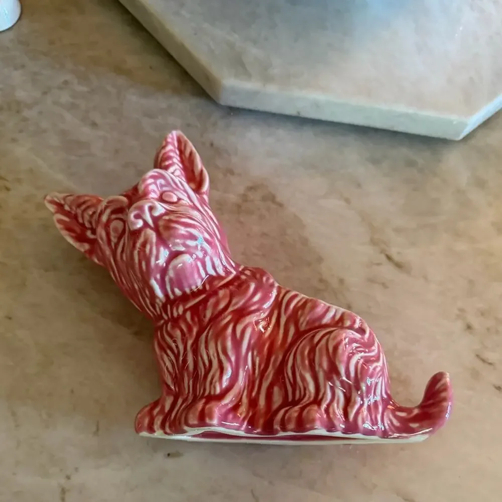 Vintage 50’s pink ceramic Scotty Dog planter